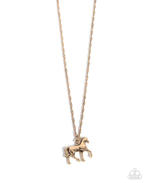 Stallion Statement - Gold - Paparazzi Necklace Image