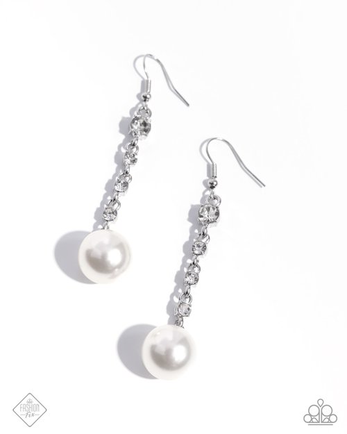 Genial Glam - White - Paparazzi Earring Image