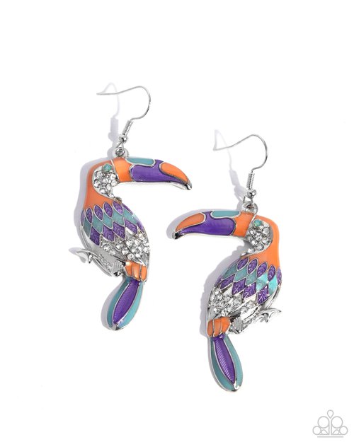 Toucan Tourist - Orange - Paparazzi Earring Image