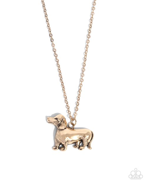 Darling Dachshund - Gold - Paparazzi Necklace Image