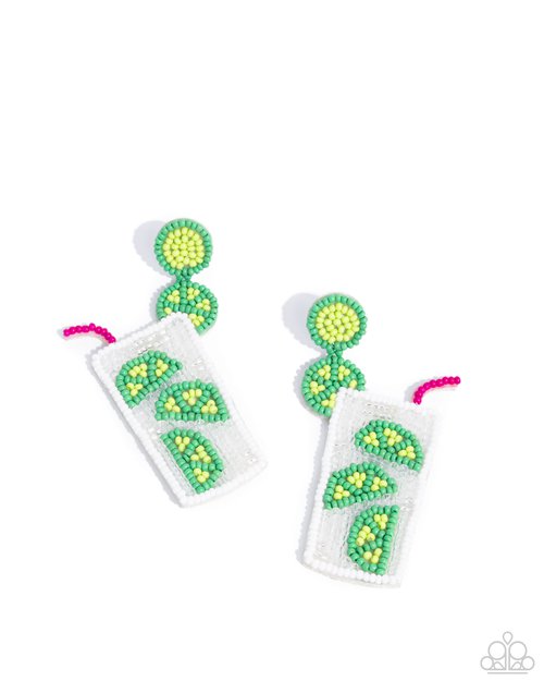 Lavish Limes - Green - Paparazzi Earring Image
