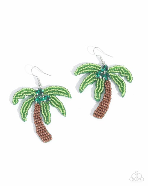 Pampered Palm Tree - Green - Paparazzi Earring Image
