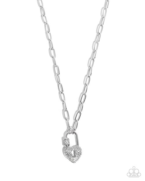 Padlock Potential - White - Paparazzi Necklace Image