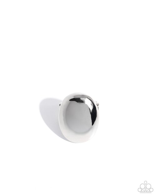 Omniscient Oval - Silver - Paparazzi Ring Image
