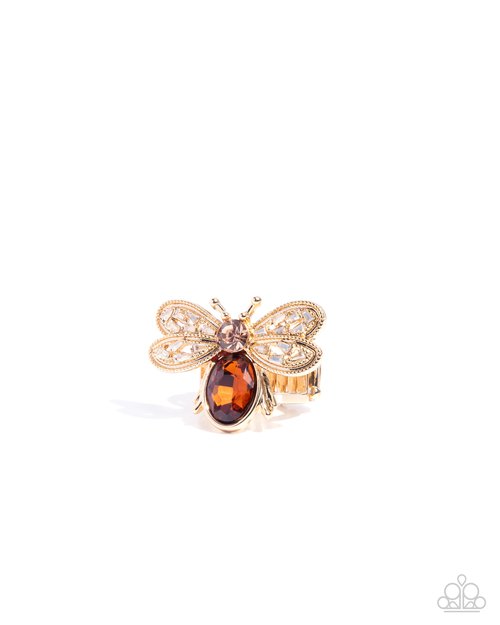 Bedazzled Bee - Brown - Paparazzi Ring Image