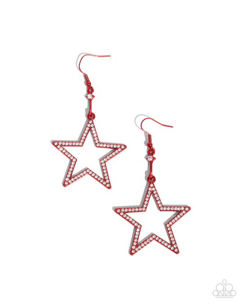 Steady Stars - Red - Paparazzi Earring Image