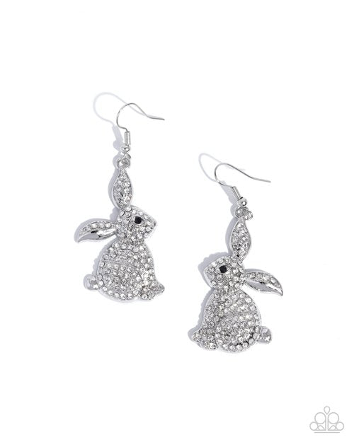 Bunny Bling - White - Paparazzi Earring Image