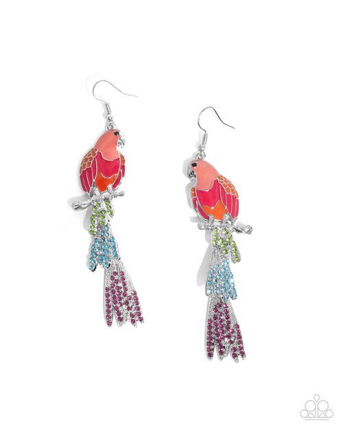 Parrot Pull - Orange - Paparazzi Earring Image