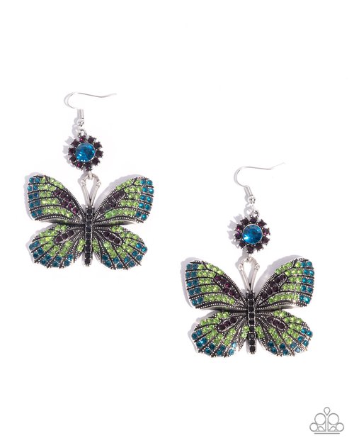 Fluttering Feature - Green - Paparazzi Earring Image