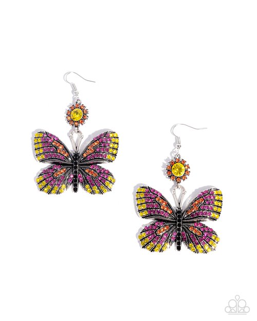 Fluttering Feature - Pink - Paparazzi Earring Image