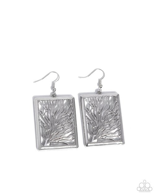 Textured Trial - Silver - Paparazzi Earring Image
