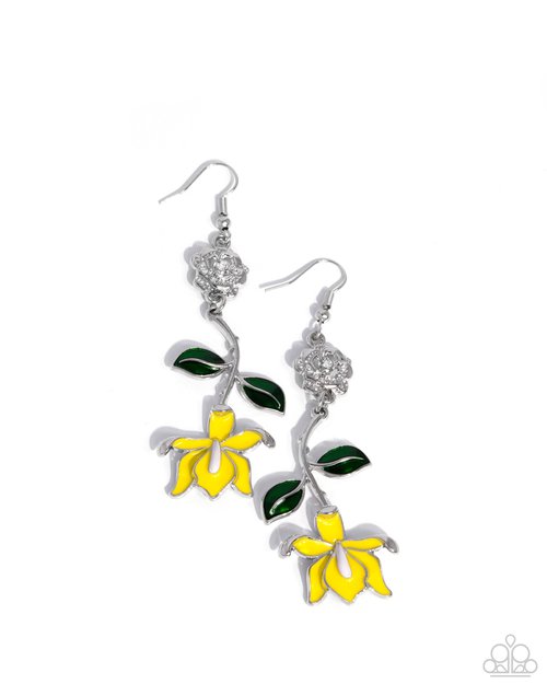 Floral Fractal - Yellow - Paparazzi Earring Image