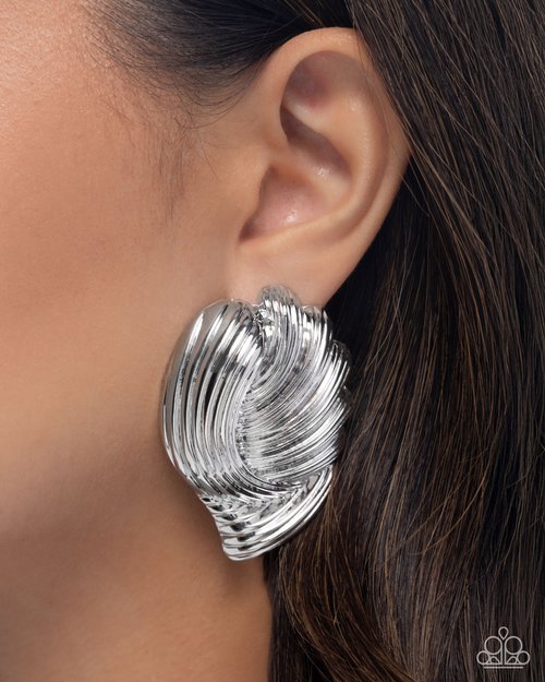Carnivale Confidence - Silver - Paparazzi Earring Image