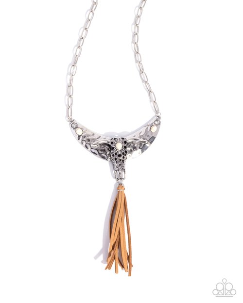 Limitless Longhorn - White - Paparazzi Necklace Image