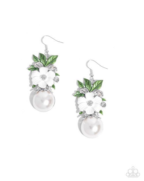 Bouquet Beholder - White - Paparazzi Earring Image
