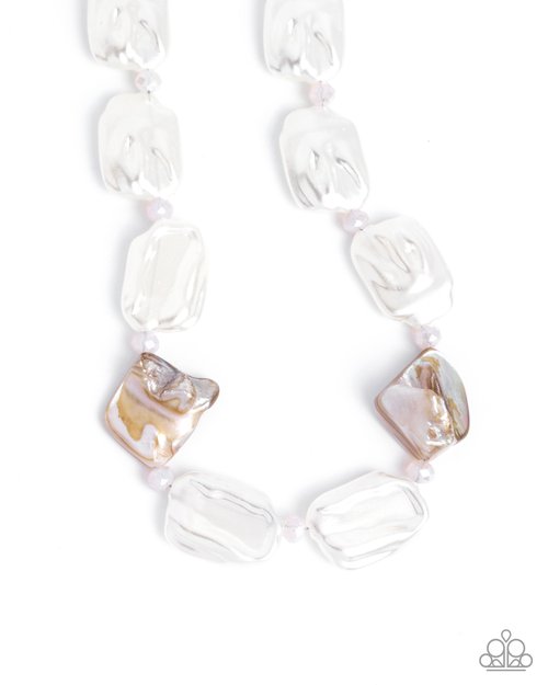 Crimped Collage - White - Paparazzi Necklace Image