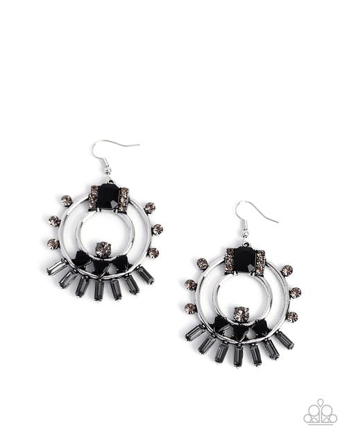 Concentric Conversation - Black - Paparazzi Earring Image