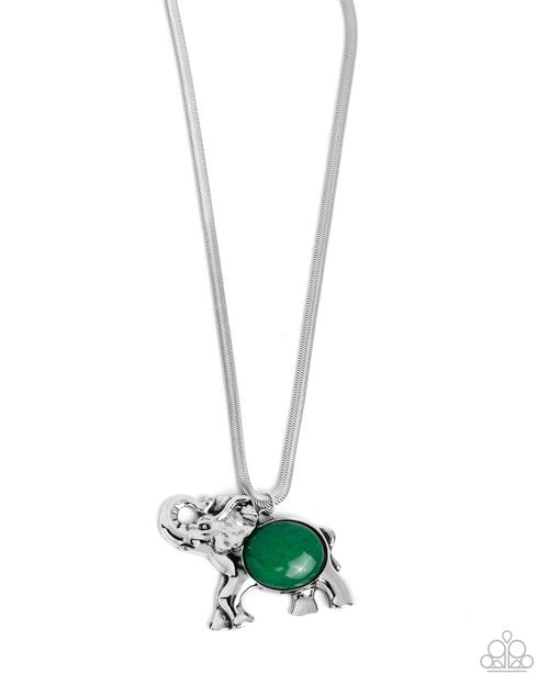 Empathetic Elephant - Green - Paparazzi Necklace Image