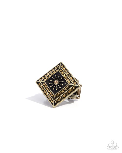 Sunburst Squared - Brass - Paparazzi Ring Image