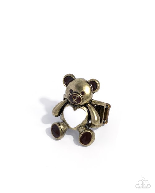 Timeless Teddy - Brass - Paparazzi Ring Image