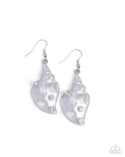 Coastal Conch - White - Paparazzi Earring Image