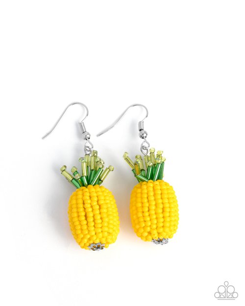 Pleasant Pineapple - Yellow - Paparazzi Earring Image