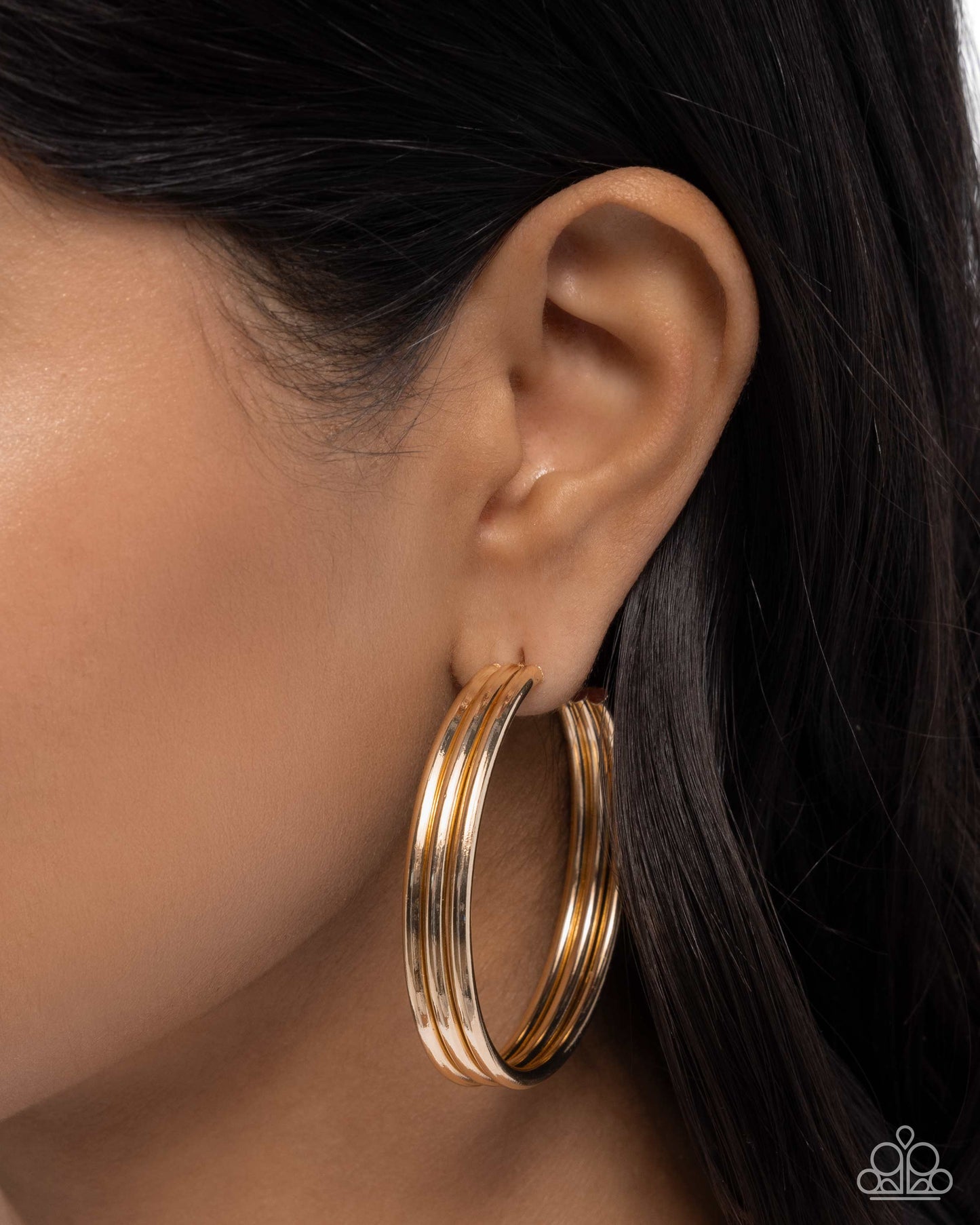 Traditional Trio - Gold - Paparazzi Earring Image