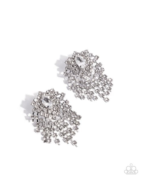 Breathtaking Ballad - White - Paparazzi Earring Image