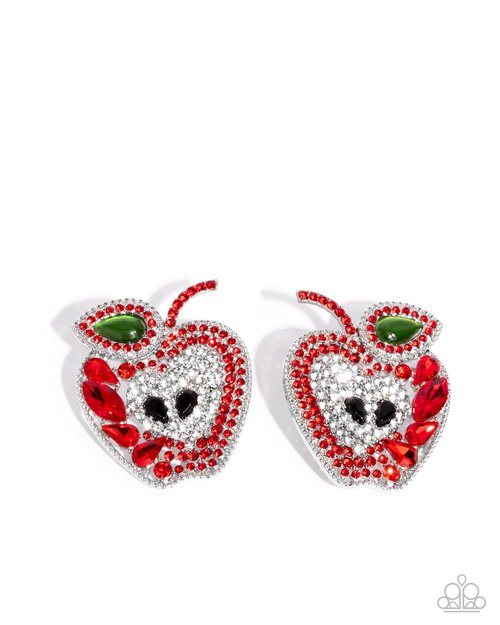 Apple for the Teacher - Red - Paparazzi Earring Image