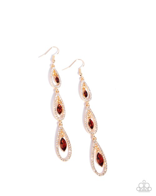 Teardrop Tenure - Brown - Paparazzi Earring Image