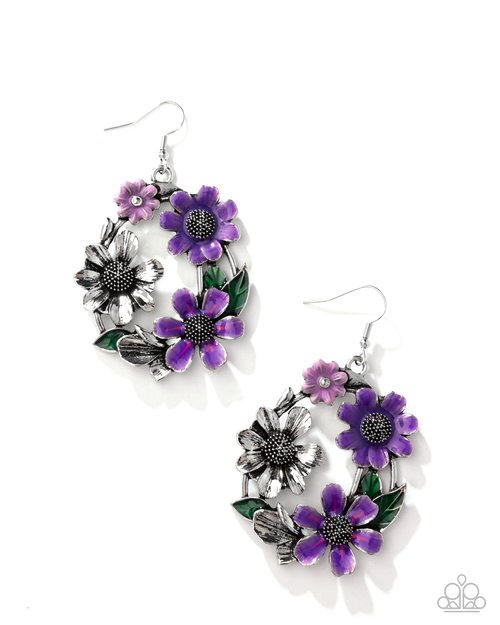 Wreathed Weekday - Purple - Paparazzi Earring Image