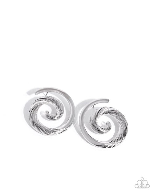 Spiral Silhouette - Silver - Paparazzi Earring Image