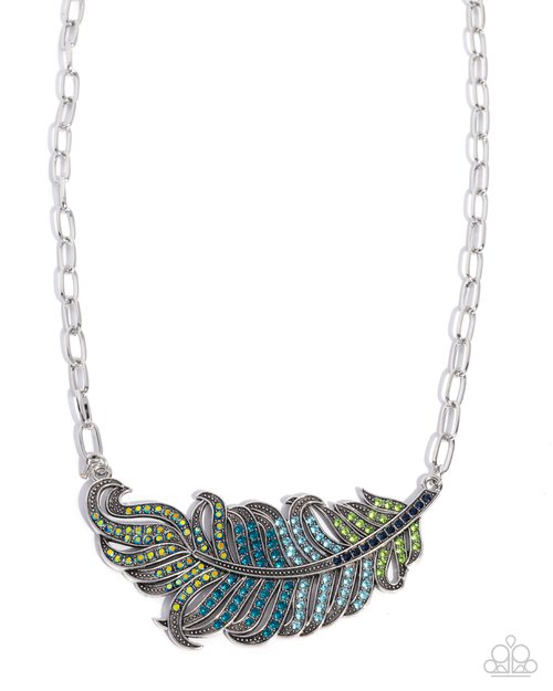 Fancy Feather - Blue - Paparazzi Necklace Image
