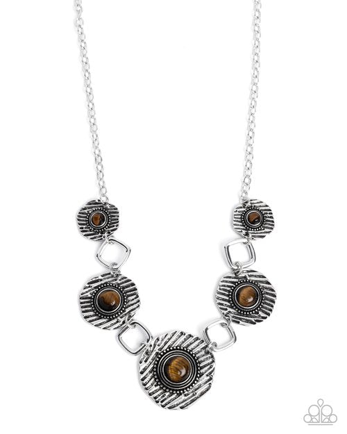 Skewed Squares - Brown - Paparazzi Necklace Image