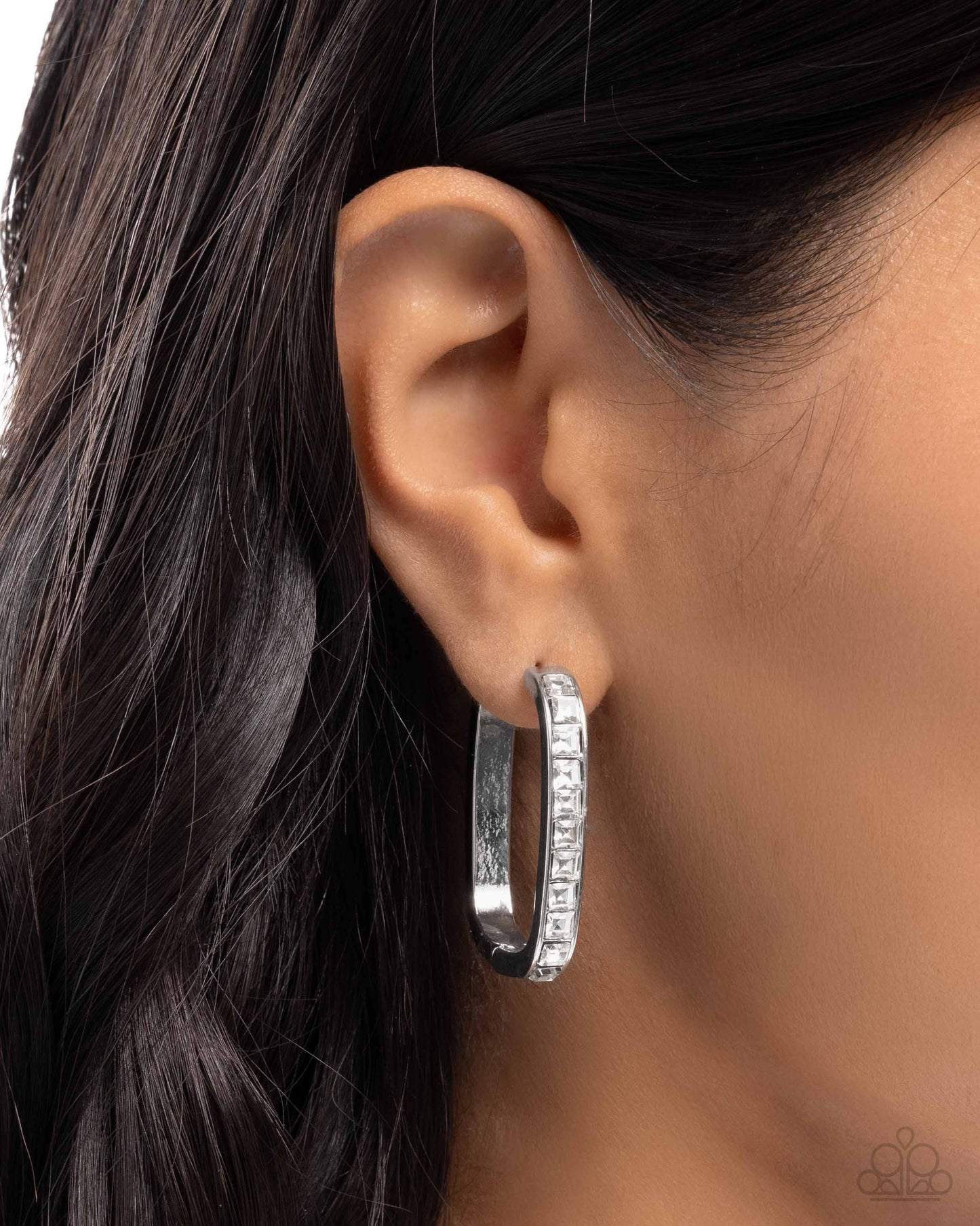 Encased Elevation - White - Paparazzi Earring Image
