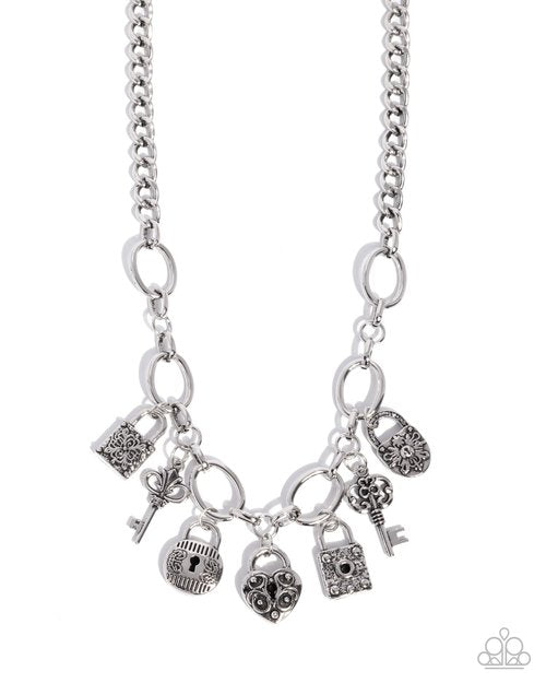 Padlock Pairing - Silver - Paparazzi Necklace Image