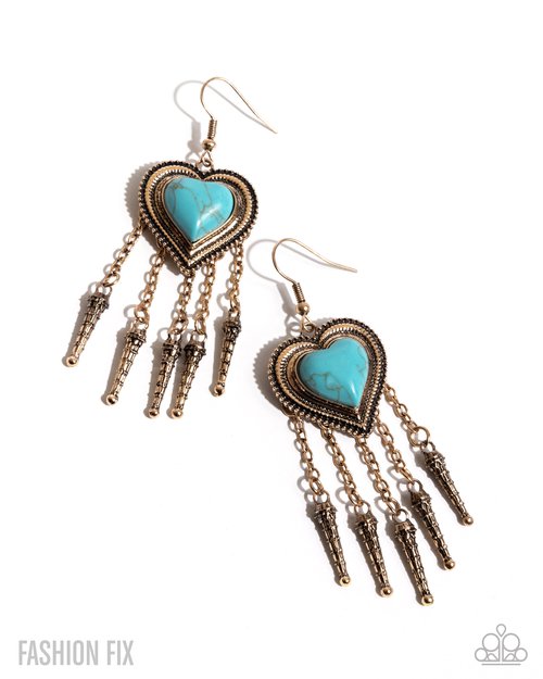 Besotted Badlands - Gold - Paparazzi Earring Image