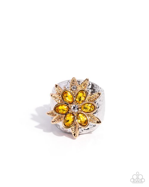 Floral Fermata - Yellow - Paparazzi Ring Image