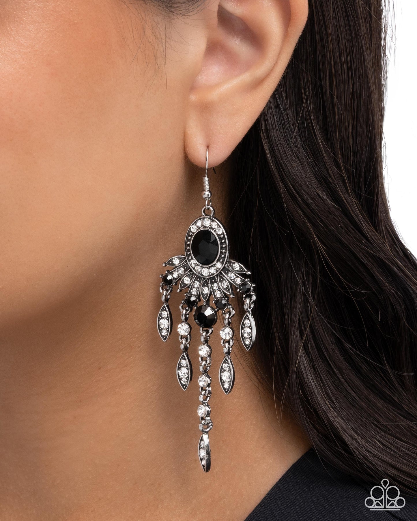 Shimmery Sway - Black - Paparazzi Earring Image