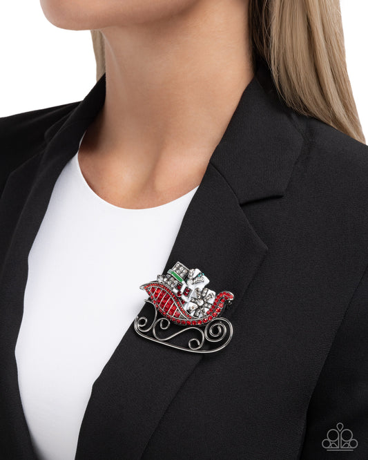 Sledding Shimmer - Red - Paparazzi Hair Accessories Image