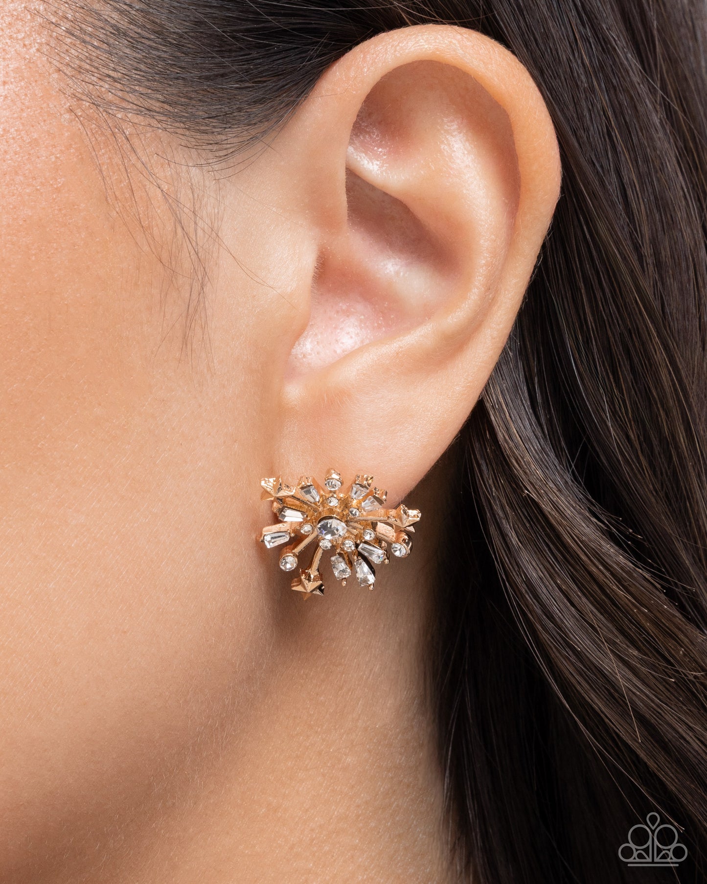 Firework Flair - Gold - Paparazzi Earring Image