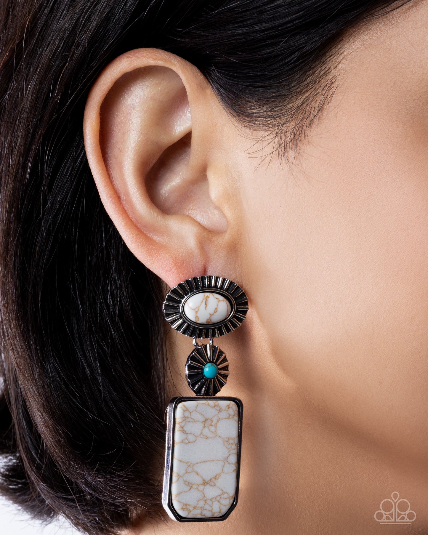 Noteworthy Navigation - White - Paparazzi Earring Image