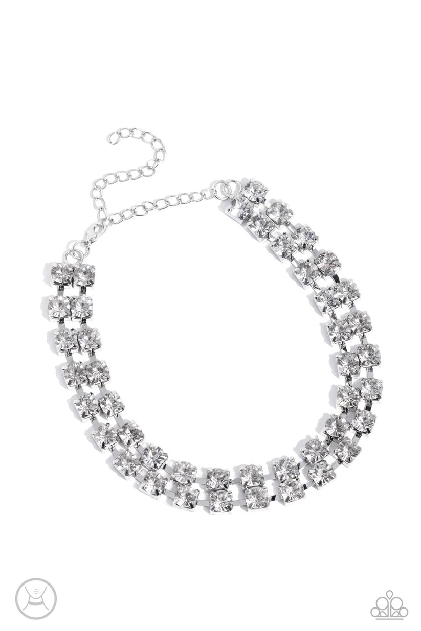 Paparazzi Necklace ~ Glistening Gallery - White