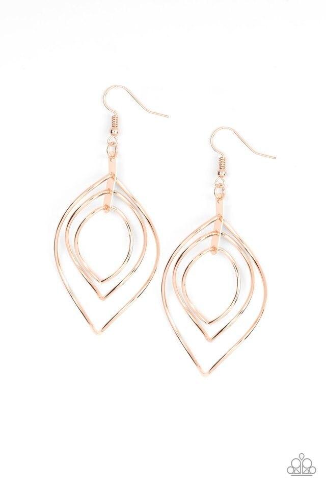 Paparazzi Earring ~ Asymmetrical Allure - Rose Gold