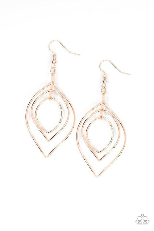 Paparazzi Earring ~ Asymmetrical Allure - Rose Gold