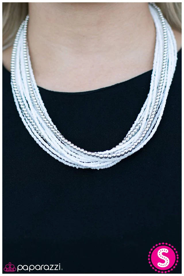 Paparazzi Necklace ~ Life is BEAD-iful - White