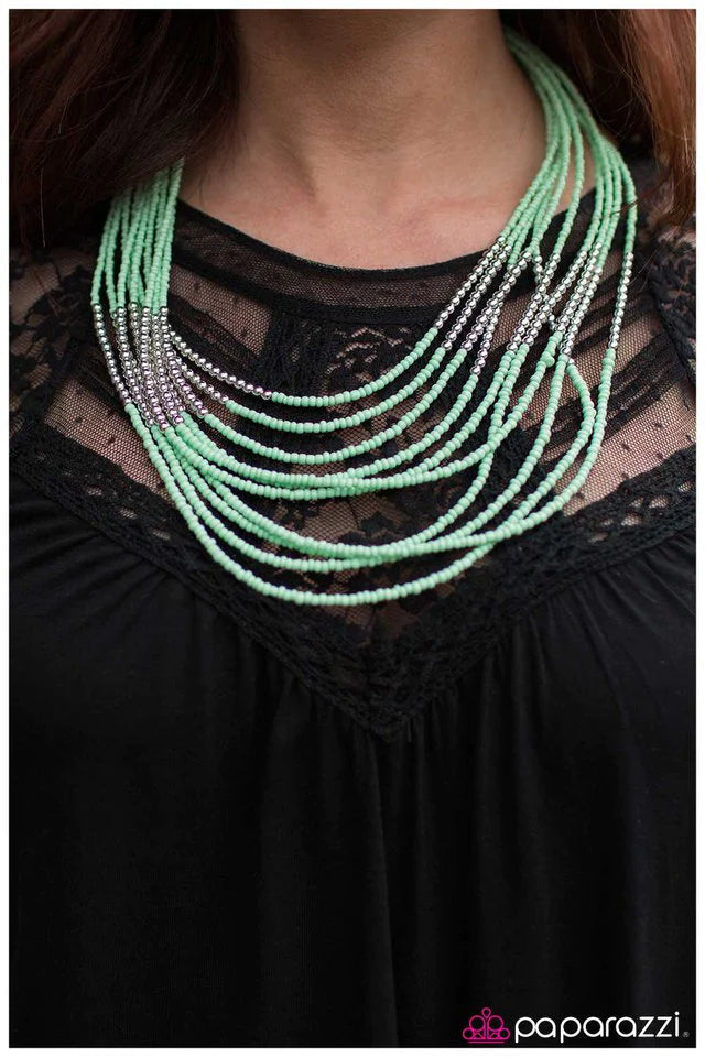 Paparazzi Necklace ~ Get With The BEAD - Green