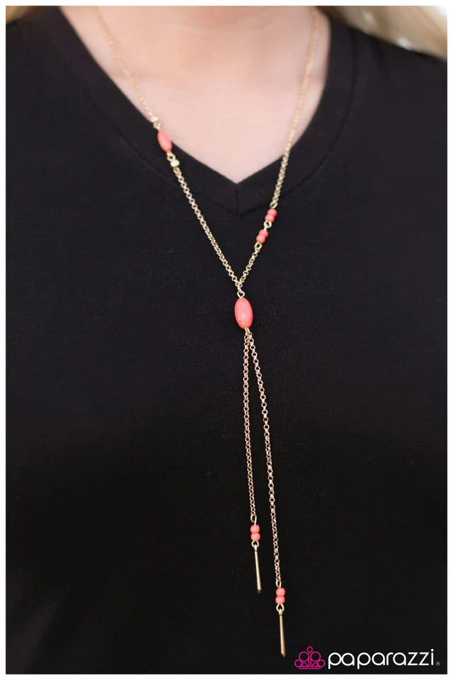 Paparazzi Necklace ~ A Double Shot - Orange