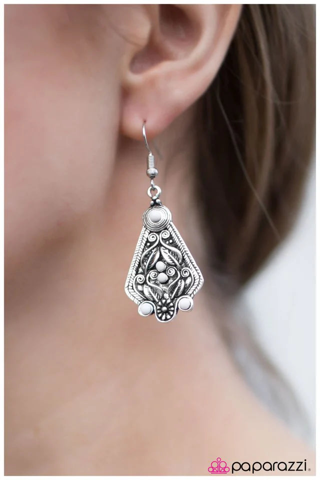 Paparazzi Earring ~ Enchant Me - White