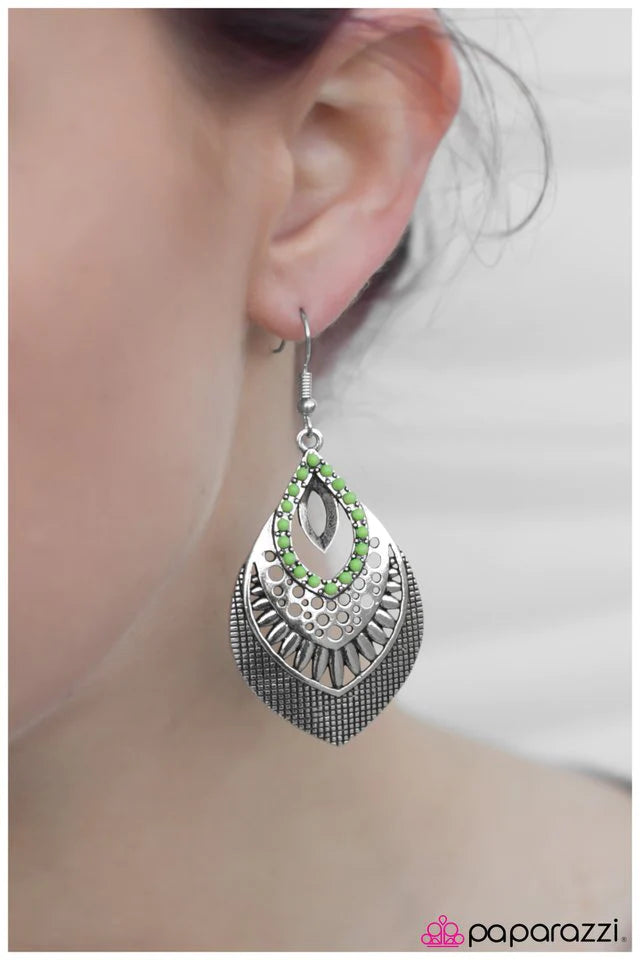 Paparazzi Earring ~ Jungle Tour - Green